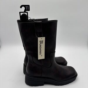 No Boundaries Women's SIZE 11 Pull On Lug Sole Boots Dark Brown/Black NWT No Box